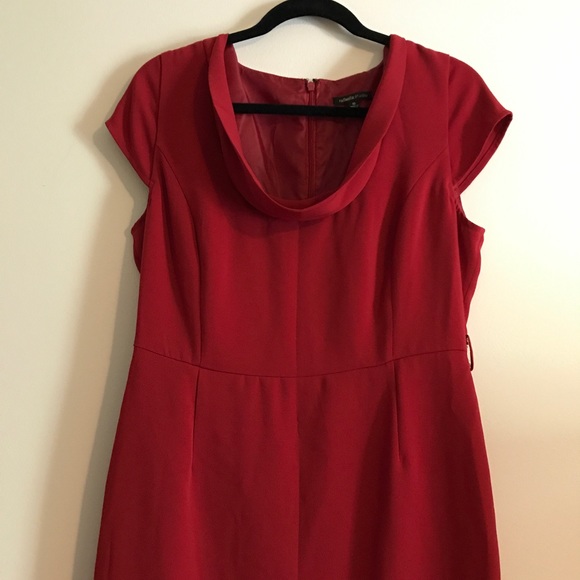 Cherry Red Fitted Sheath Dress w/Scoop Neck - Picture 2 of 6